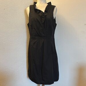 J. Crew Black Ruffle Neck Midi Women’s Dress Size 14